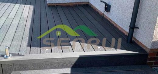 Deep grey 146*25 wooden grain wpc embossing decking