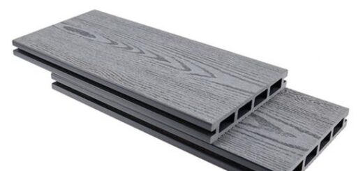Grey color wpc hollow decking boards with wood grain
