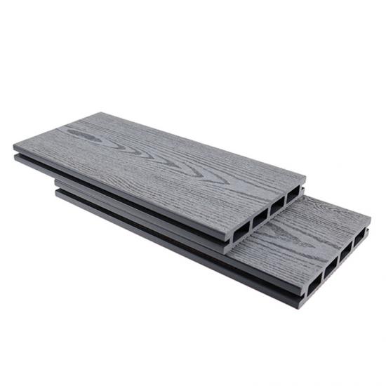 Grey color wpc hollow decking boards with wood grain