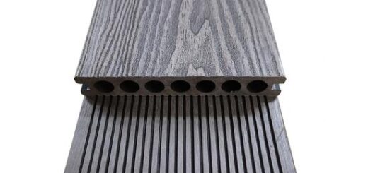 Textured wood grain decking with round hole