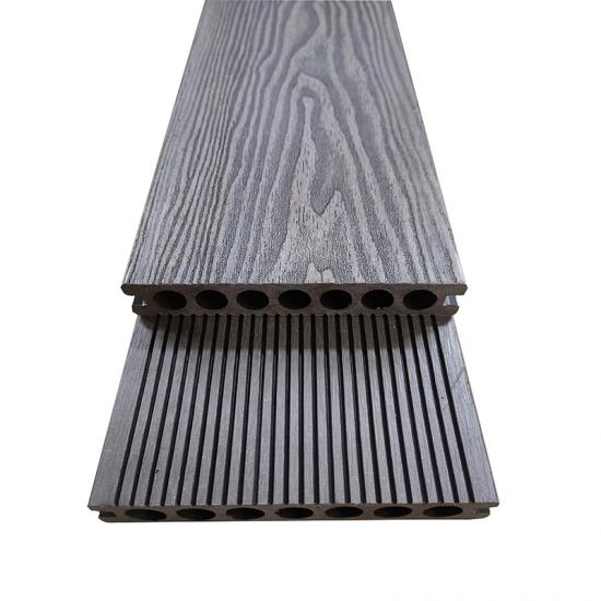 Textured wood grain decking with round hole