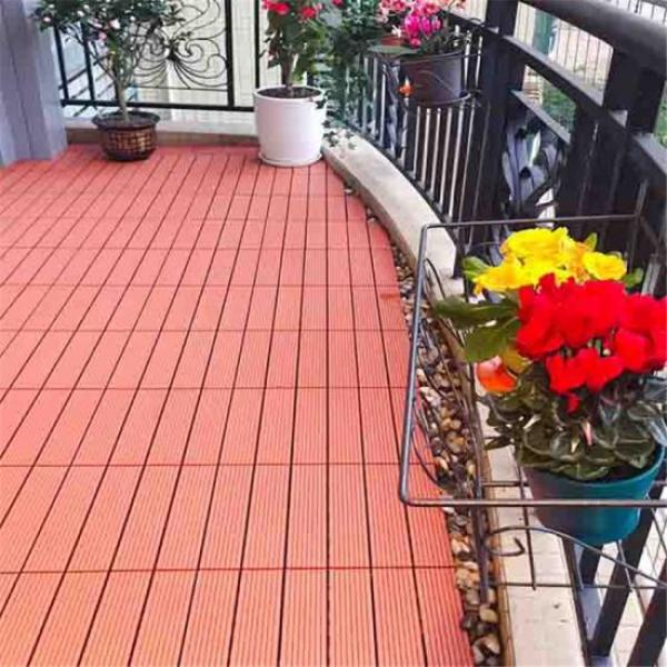 Interlocking outdoor patio wpc decking tiles in red
