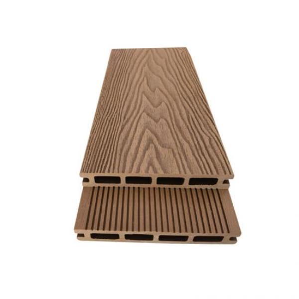 Nouveau design en ligne en relief grain de bois wpc platelage composite extérieur