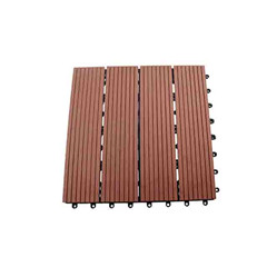 Interlocking outdoor patio wpc decking tiles in red