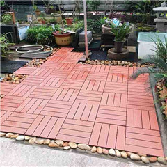 Interlocking outdoor patio wpc decking tiles in red