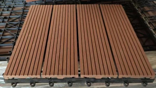 Interlocking wood plastic decking tiles planks